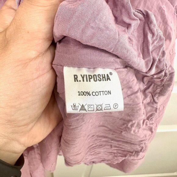 Square Neck Smocked Puff Sleeve 100% Cotton Dress XXL - Picture 8 of 13